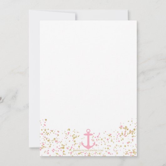 Einladung zur Kinderdusche - Rosa und Gold (Rückseite)