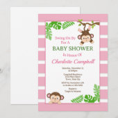 Einladung zur Kinderdusche von Affen, rosa Affe (Vorne/Hinten)