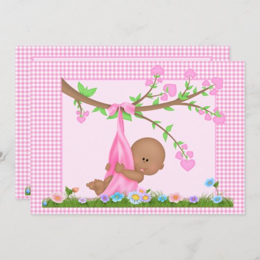 Einladung zur Kinderdusche von Afroamerikanern (Vorne/Hinten)