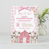 Einladung zur Kinderdusche von Holy Cow Twins (Stehend Vorderseite)