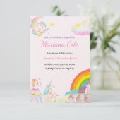 Einladung zur Kindermädchen-Babydusche von Unicorn (Stehend Vorderseite)