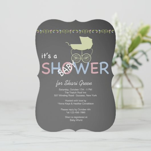 Einladung zur Kinderschuhdusche (Stehend Vorderseite)