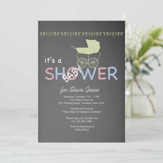 Einladung zur Kinderschuhdusche (Stehend Vorderseite)