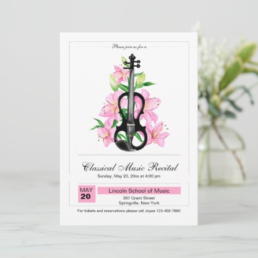 Einladung zur klassischen Geige (Stehend Vorderseite)