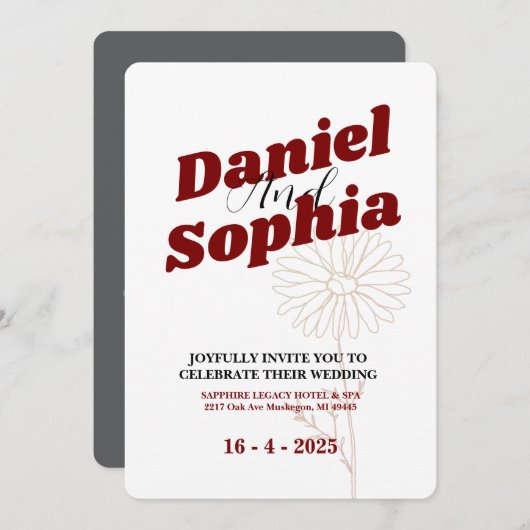 Einladung zur klassischen Hochzeit (Vorne/Hinten)