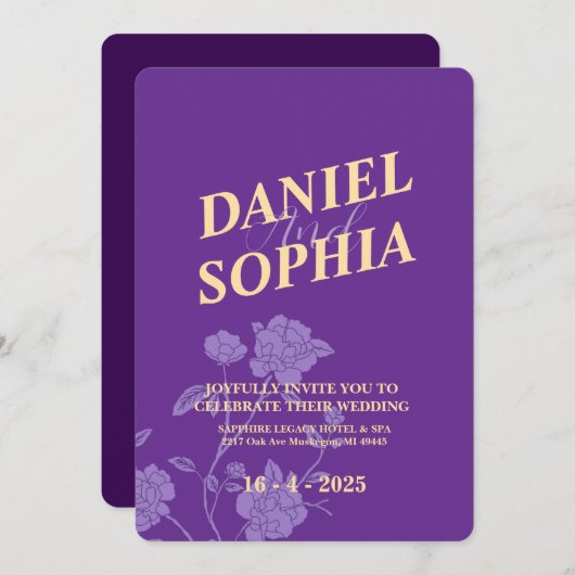 Einladung zur klassischen Hochzeit (Vorne/Hinten)