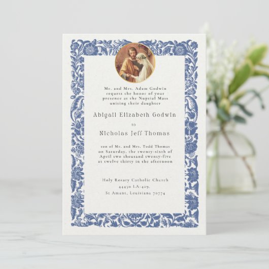 Einladung zur klassischen Hochzeit (Stehend Vorderseite)