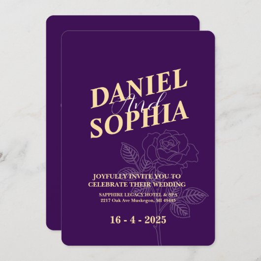 Einladung zur klassischen Hochzeit (Vorne/Hinten)