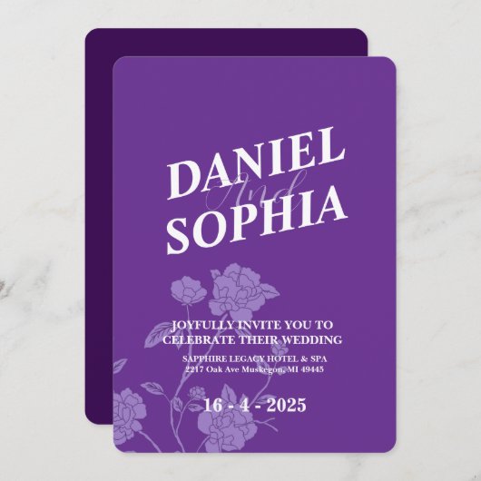 Einladung zur klassischen Hochzeit (Vorne/Hinten)