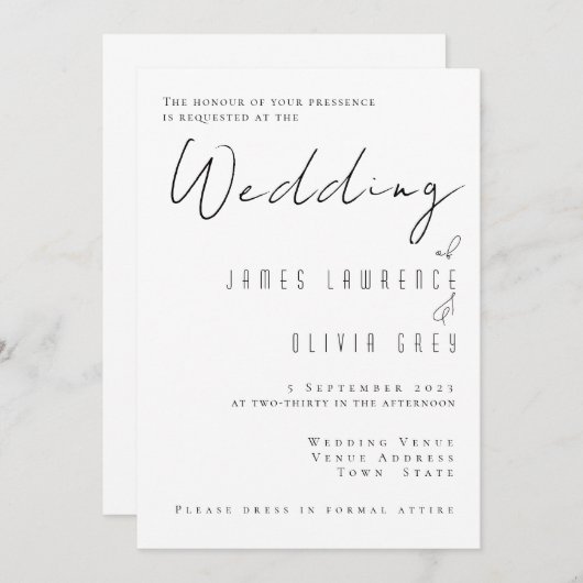 Einladung zur klassischen Hochzeit (Vorne/Hinten)