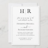 Einladung zur klassischen Monogram Black & White W (Vorderseite)