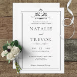 Einladung zur klassischen White Wedding<br><div class="desc">Diese Hochzeitseinladung ist Teil der Classic White Wedding Invitation and Suite Karten erstellt von Simply Farmhouse Press. Seine zeitlose Eleganz ist ideal für eine feierliche Hochzeit,  kann aber auch für eine halb-formale oder lässige Ansammlung genutzt werden. Diese Einladungspauschale ist mit dem Familienmonogramm des Bräutigams vervollständigt und schlicht und raffiniert.</div>