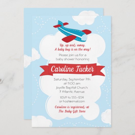 Einladung zur kleinen Aviator-Babydusche (Vorne/Hinten)