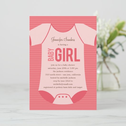 Einladung zur kleinen Babydusche - Mädchen (Stehend Vorderseite)