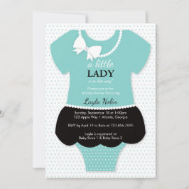 Einladung zur kleinen Lady Baby Dusche, blau, Perl