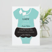 Einladung zur kleinen Lady Baby Dusche, blau, Perl (Stehend Vorderseite)