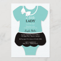 Einladung zur kleinen Lady Baby Dusche, blau, Perl