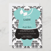 Einladung zur kleinen Lady Baby Dusche, blau, Perl (Vorderseite)