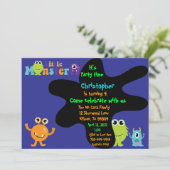 Einladung zur kleinen Monster Geburtstagsparty (Stehend Vorderseite)