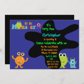 Einladung zur kleinen Monster Geburtstagsparty (Vorne/Hinten)