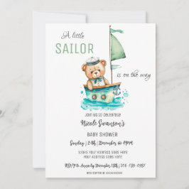 Einladung zur kleinen Sailor Nautical Bear Baby Du