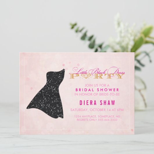 Einladung zur kleinen schwarzen Kleiderdusche (Stehend Vorderseite)