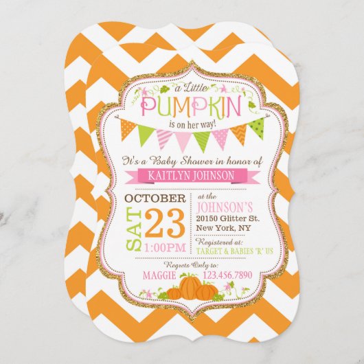 Einladung zur kleinen Zickzack Kinderdusche (Vorne/Hinten)