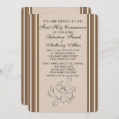 Einladung zur Kommunionbibel "Brawn Striped Twins" (Vorne/Hinten)