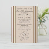 Einladung zur Kommunionbibel "Brawn Striped Twins" (Stehend Vorderseite)