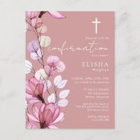 Einladung zur Konfirmation in Dusty Rose Pink Blum