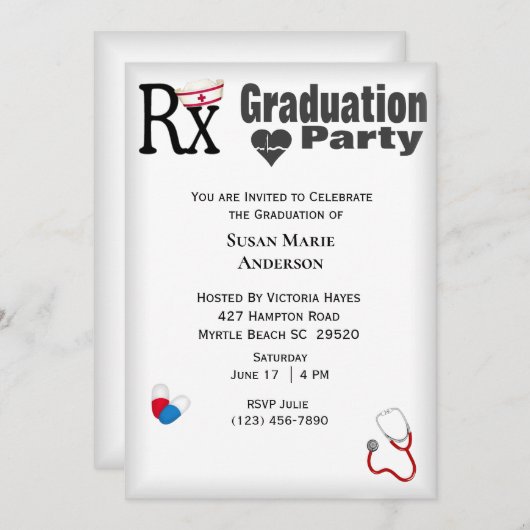 Einladung zur Krankenschwester Graduation (Vorne/Hinten)