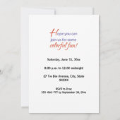 Einladung zur Krawatte-Dye-Themenparty (Rückseite)