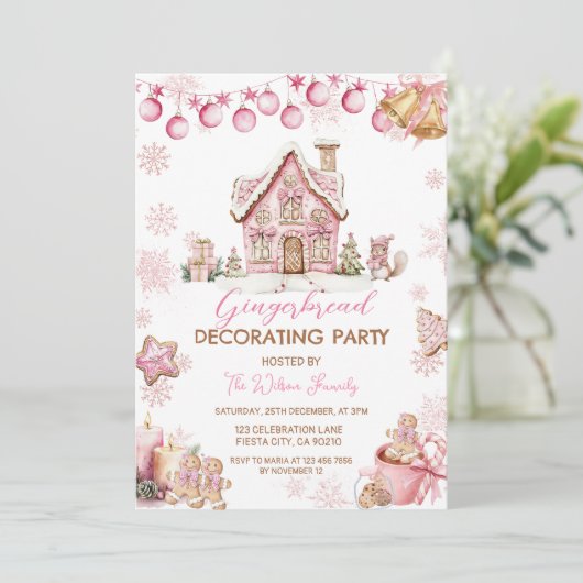 Einladung zur Lebkuchenhäuschen-Verzierungs-Party (Stehend Vorderseite)