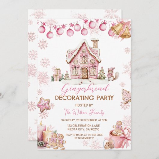 Einladung zur Lebkuchenhäuschen-Verzierungs-Party (Vorne/Hinten)