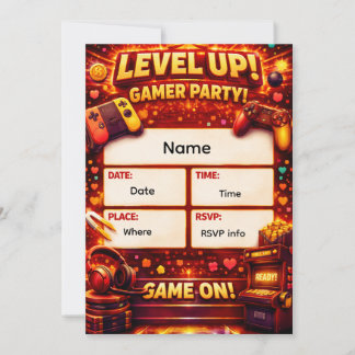 Einladung zur Level-Up-Gamer-Party 