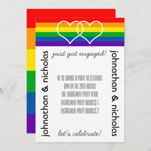 Einladung zur LGBT Flag Gay Engagement Party (Vorne/Hinten)