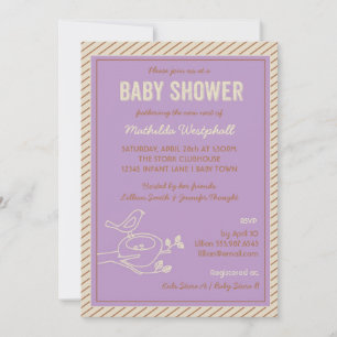 Einladung zur Lila Babydusche von Bird Nest