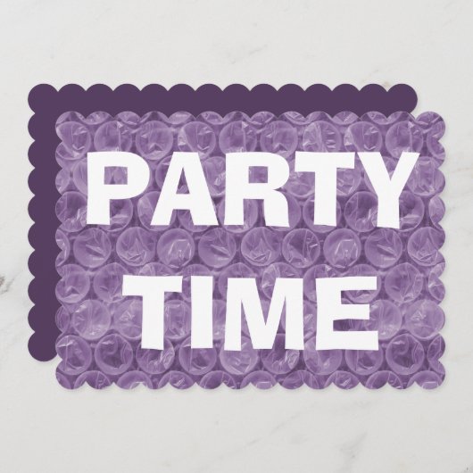 Einladung zur lila Blasenverpackung (Vorne/Hinten)