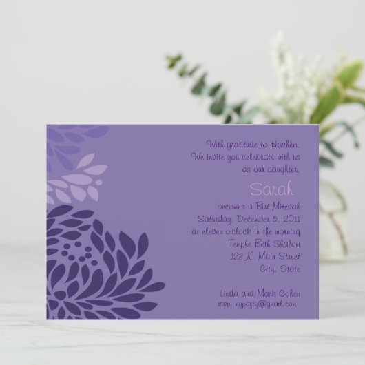 Einladung zur Lila Blume (Stehend Vorderseite)