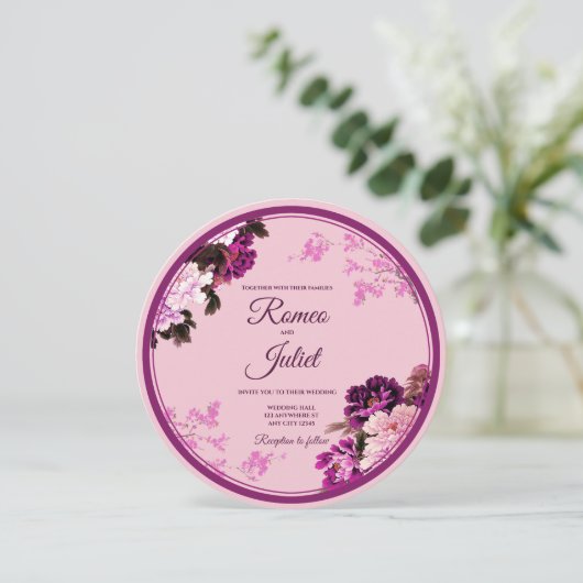 Einladung zur lila Blumenfeier (Stehend Vorderseite)