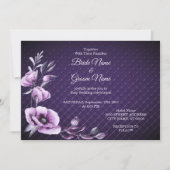 Einladung zur lila blumengeschmückten Hochzeit (Vorderseite)