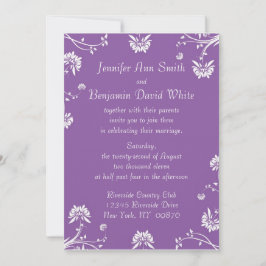 Einladung zur lila Blumenhochzeit