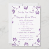 Einladung zur lila Blumenhochzeit (Vorderseite)