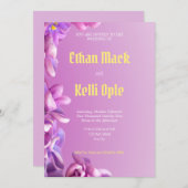 Einladung zur lila Blumenhochzeit (Vorne/Hinten)