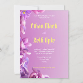 Einladung zur lila Blumenhochzeit