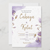 Einladung zur lila Blütenhochzeit (Vorderseite)
