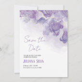 Einladung zur lila Blütenhochzeit (Vorderseite)