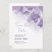 Einladung zur lila Blütenhochzeit (Vorne/Hinten)