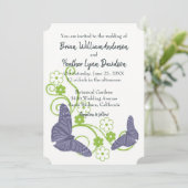 Einladung zur lila Butterfly-Hochzeit (Stehend Vorderseite)