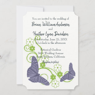 Einladung zur lila Butterfly-Hochzeit